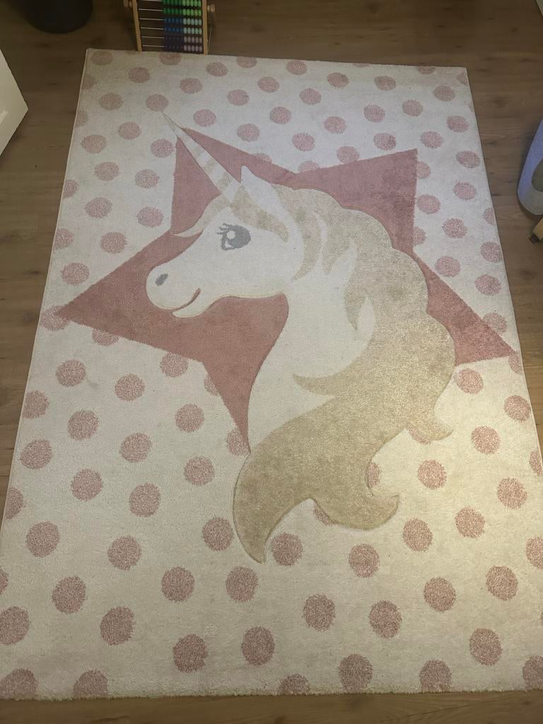 Roze Eenhoorn Kinderkamer Vloerkleed 160x230cm, Gebruikt, 150 tot 200 cm, 200 cm of meer, Ophalen of Verzenden