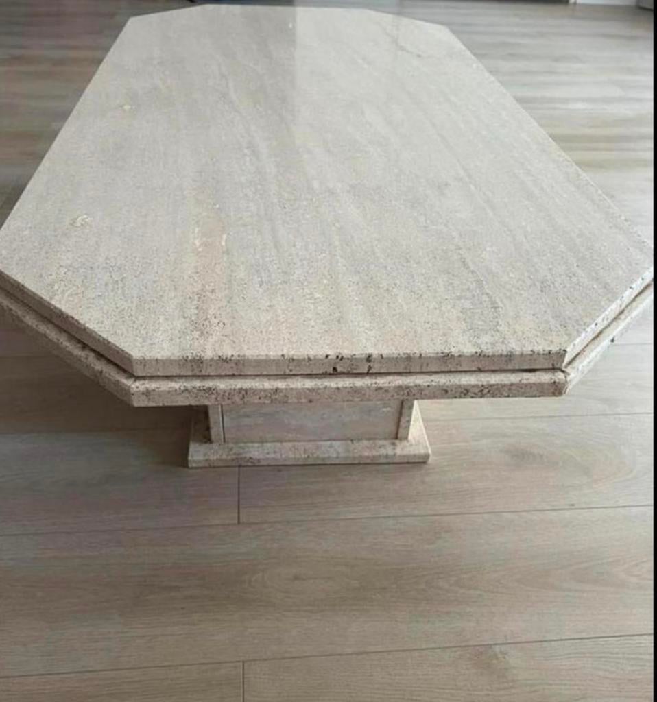 Stijlvolle Travertin Salontafel, Huis en Inrichting, Tafels | Salontafels, Overige materialen, Gebruikt, 100 tot 150 cm, Ophalen of Verzenden