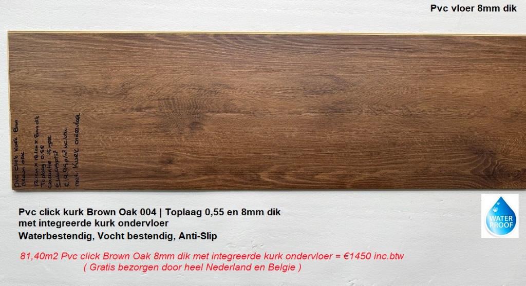 81,4m2 Pvc click Brown 8mm integreerde kurk ondervloer=€1450, Bruin, Verzenden, 75 m² of meer, Nieuw