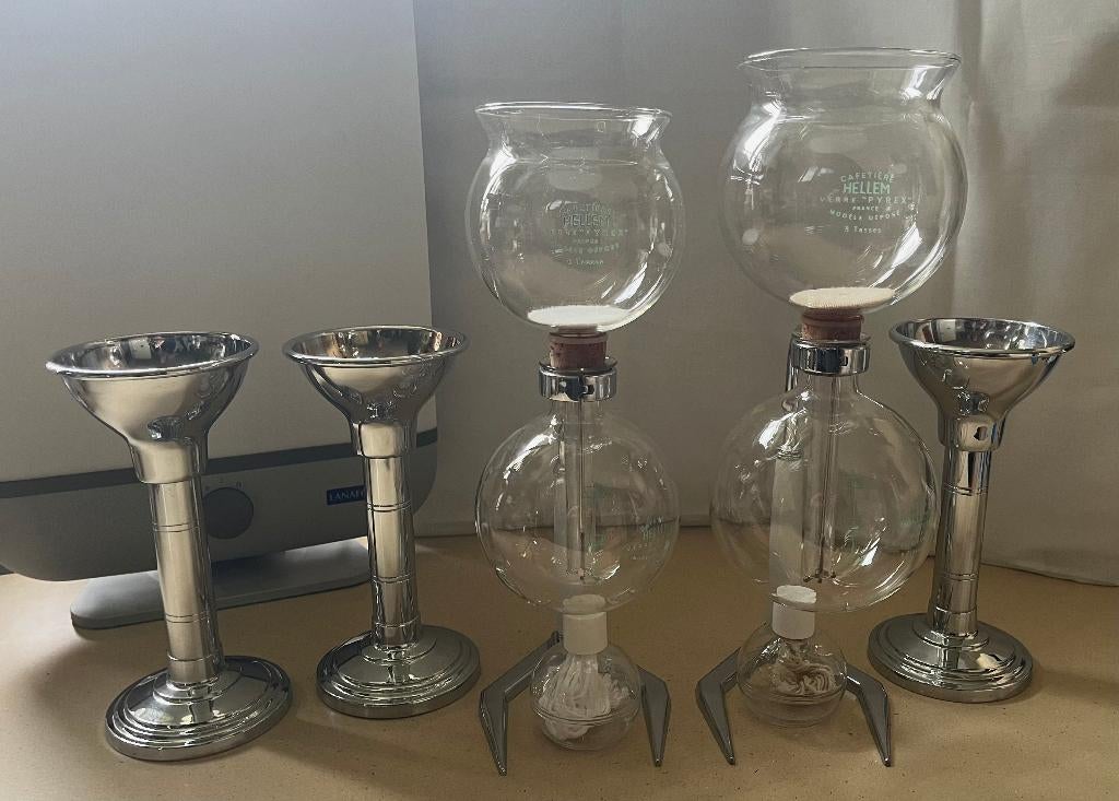 Hellem Syphon cafétierre, als nieuw,  alle toebehoren, 2 st., Koffiemachine, Gemalen koffie, Ophalen of Verzenden, Zo goed als nieuw