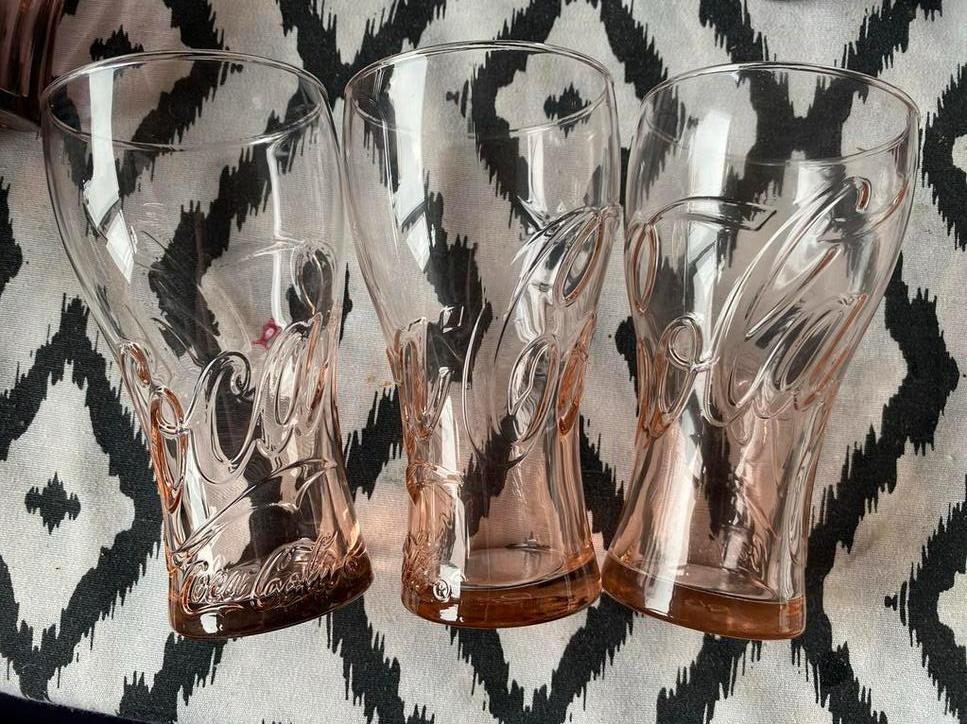 3 Coca Cola Glazen McDonald's Oranje, Ophalen, Gebruikt