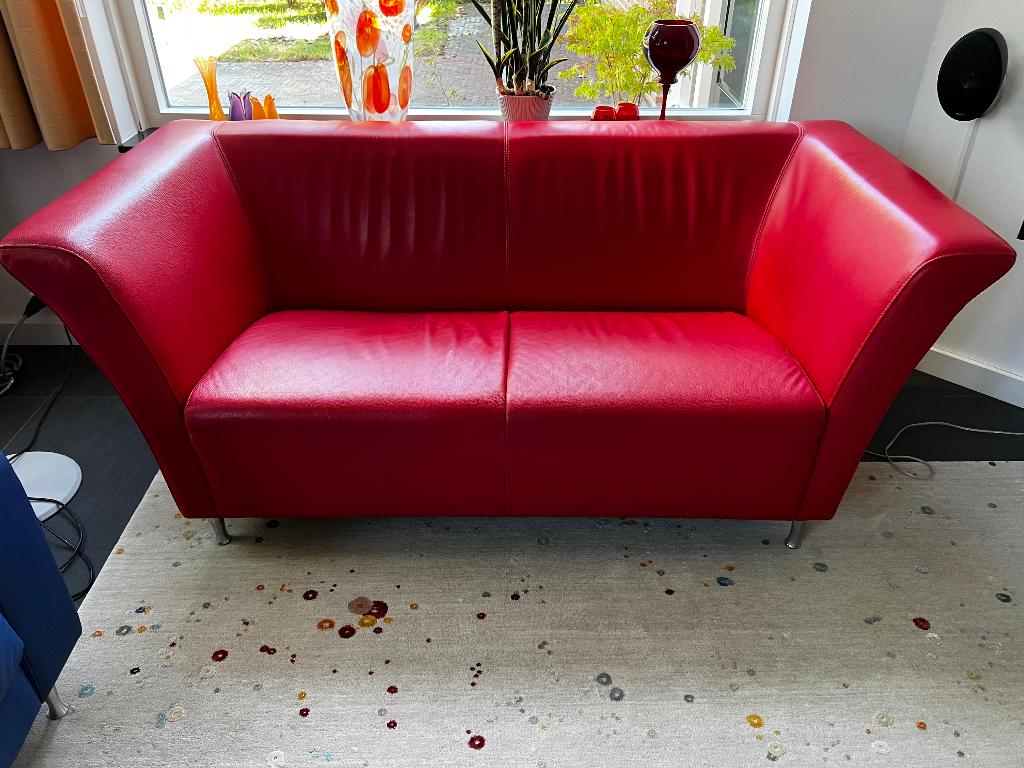 Montel leren tweezits bank, Ophalen, Gebruikt, 150 tot 200 cm, Tweepersoons