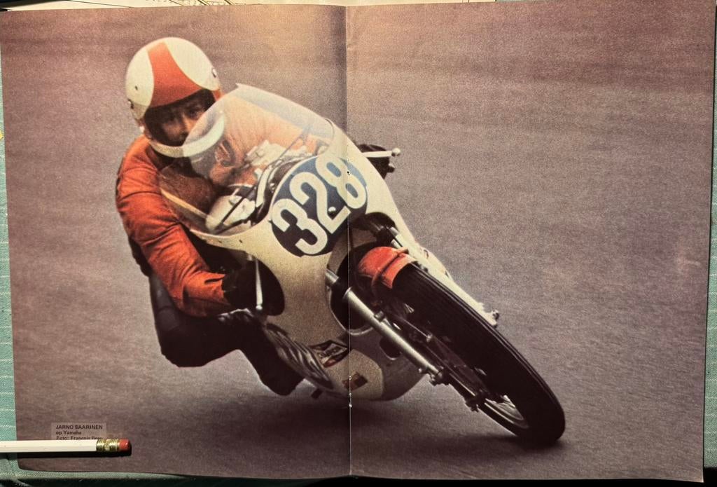Poster 1972 Jarno Saarinen op Yamaha, Verzenden, Motoren