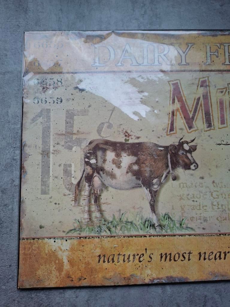 2x Reclamebord Melk - Vintage Stijl, Nieuw, Ophalen of Verzenden, Nvt, Nvt