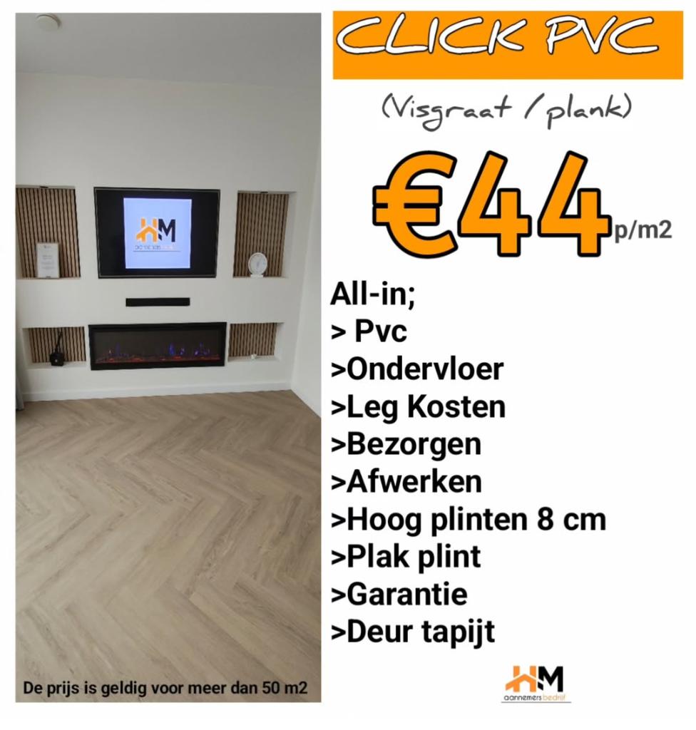 pvc visgraat leggen mega actie als inc prijs, Garantie, Vloerbewerking of Renovatie