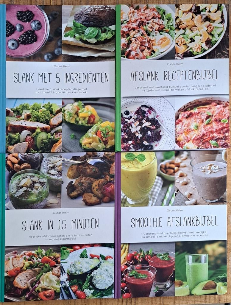 4 Receptenboeken van Oscar Helm, Ophalen, Zo goed als nieuw, Dieet en Voeding, Oscar Helm