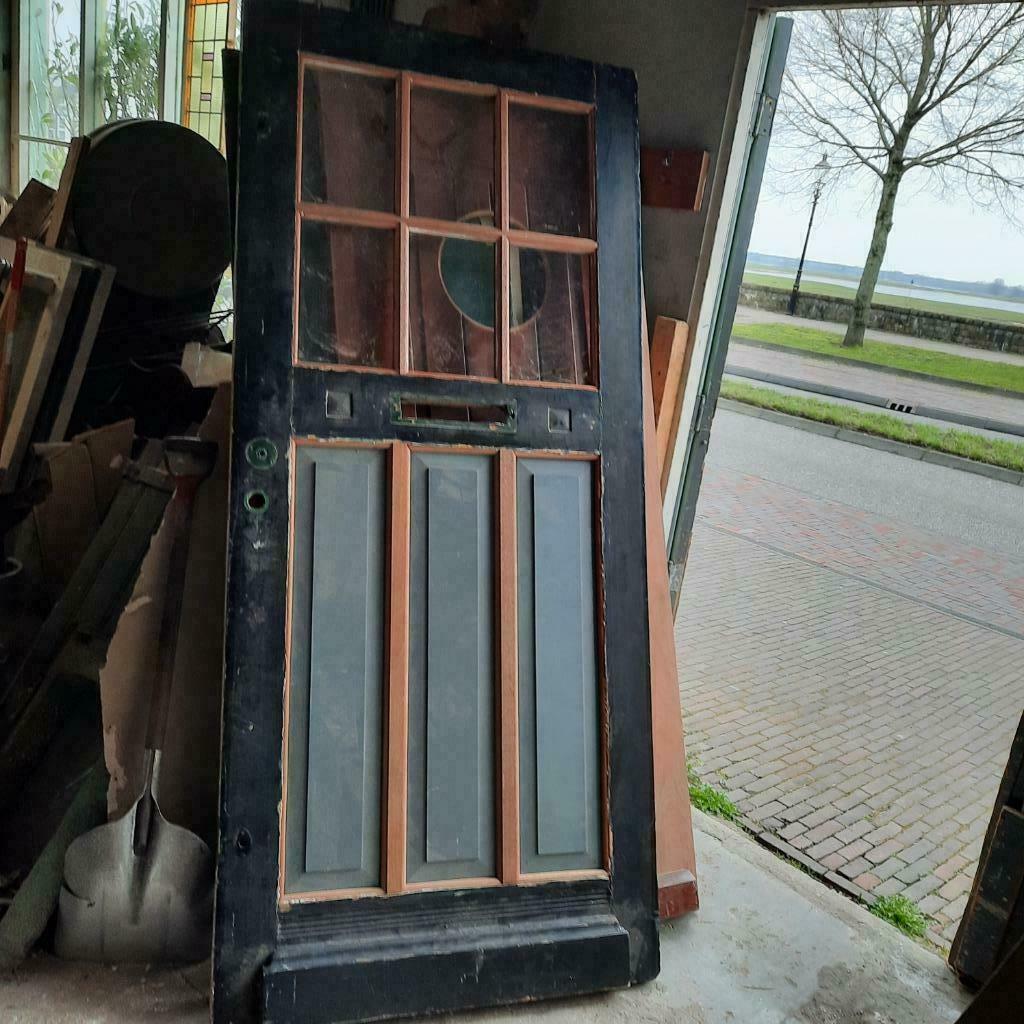 Mooie oude voordeuren oa teakhout steltuindeuren  en een ron, Ophalen, Gebruikt, 80 tot 100 cm, Buitendeur