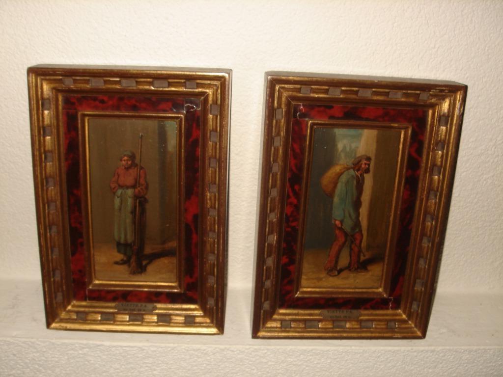 2x Antique oil paintings -signed Viette P.A. - 19th century., Ophalen of Verzenden