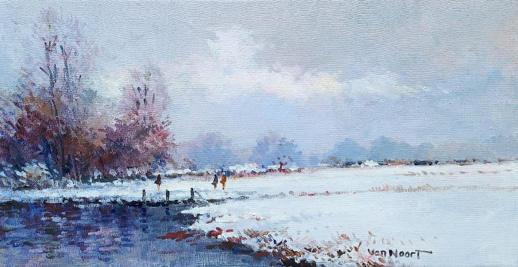 VAN NOORT, wintergezicht - landschap, Ophalen of Verzenden