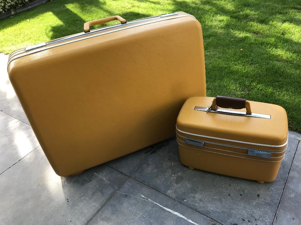 Retro koffer en beauty case, Sieraden, Tassen en Uiterlijk, Koffers, Ophalen, Gebruikt, Hard kunststof