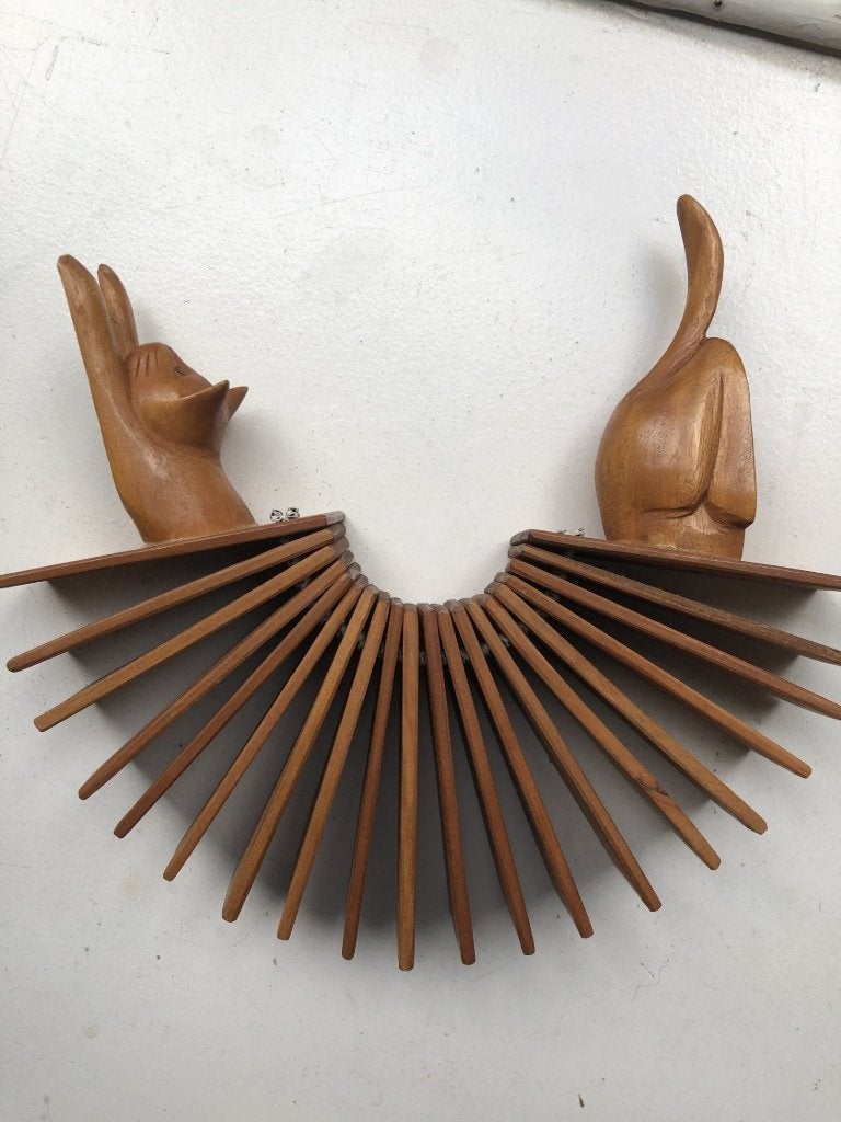 muziekinstrument ratel poes van hout, Ophalen of Verzenden, Zo goed als nieuw