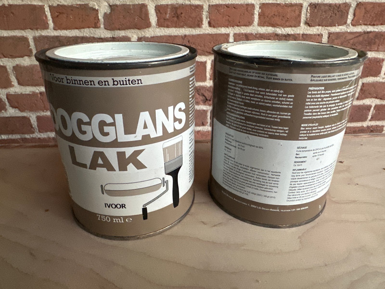 Hoogglans Lak Ivoor - Voor Binnen & Buiten (1x750ml 1x250ml), Gebruikt, Overige kleuren, Ophalen of Verzenden, Lak