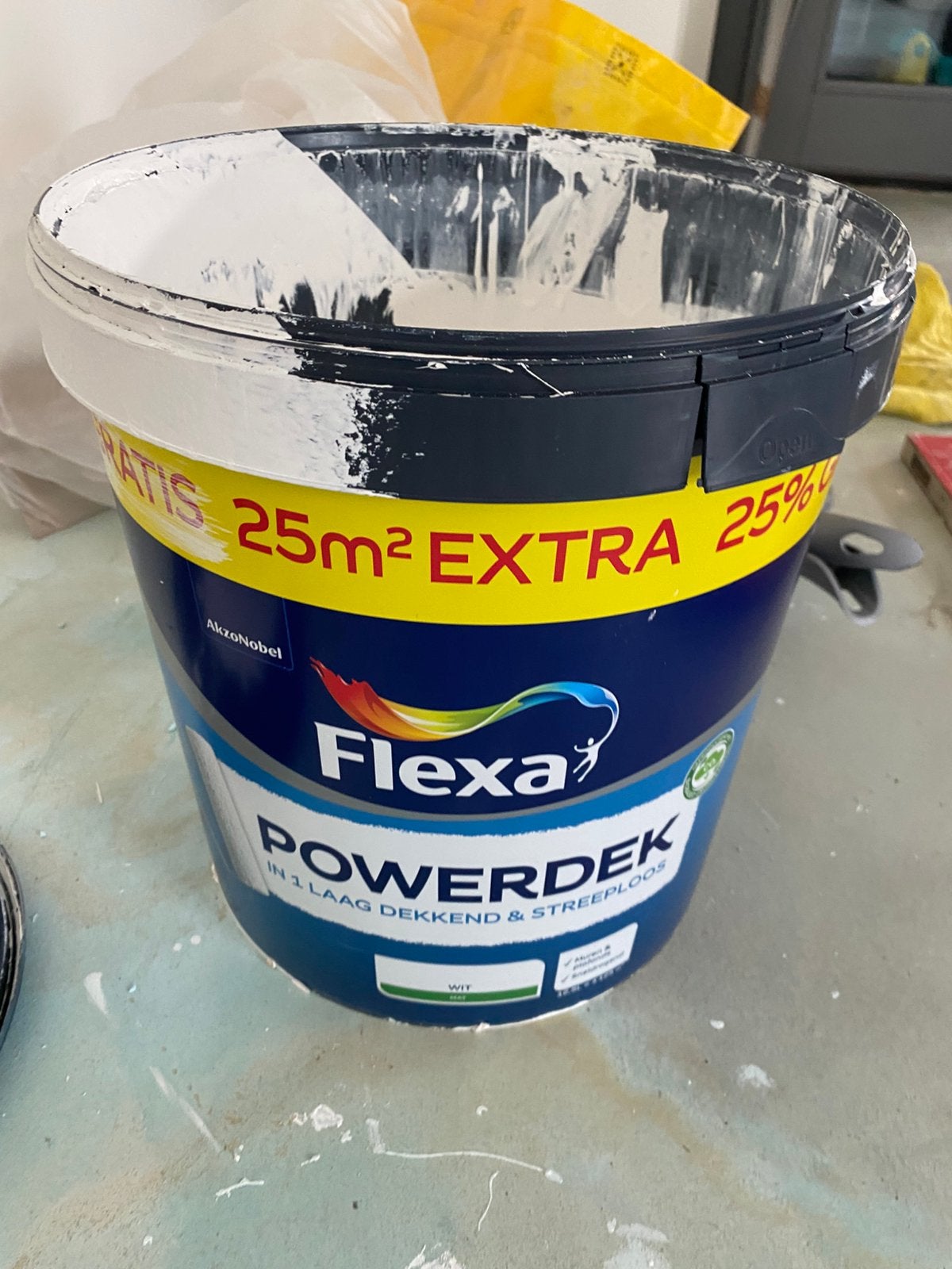 Flexa Powerdek Wit Mat halve emmer (circa 7 liter), 5 tot 10 liter, Wit, Nieuw, Ophalen of Verzenden