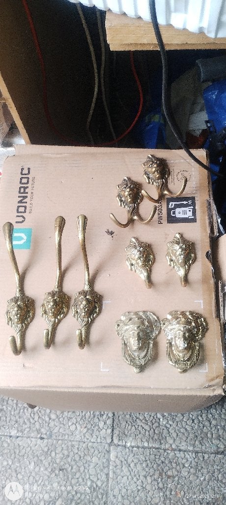 Messing kapstok haken leeuwenkop, Wandkapstok, Ophalen of Verzenden, Zo goed als nieuw, Minder dan 100 cm