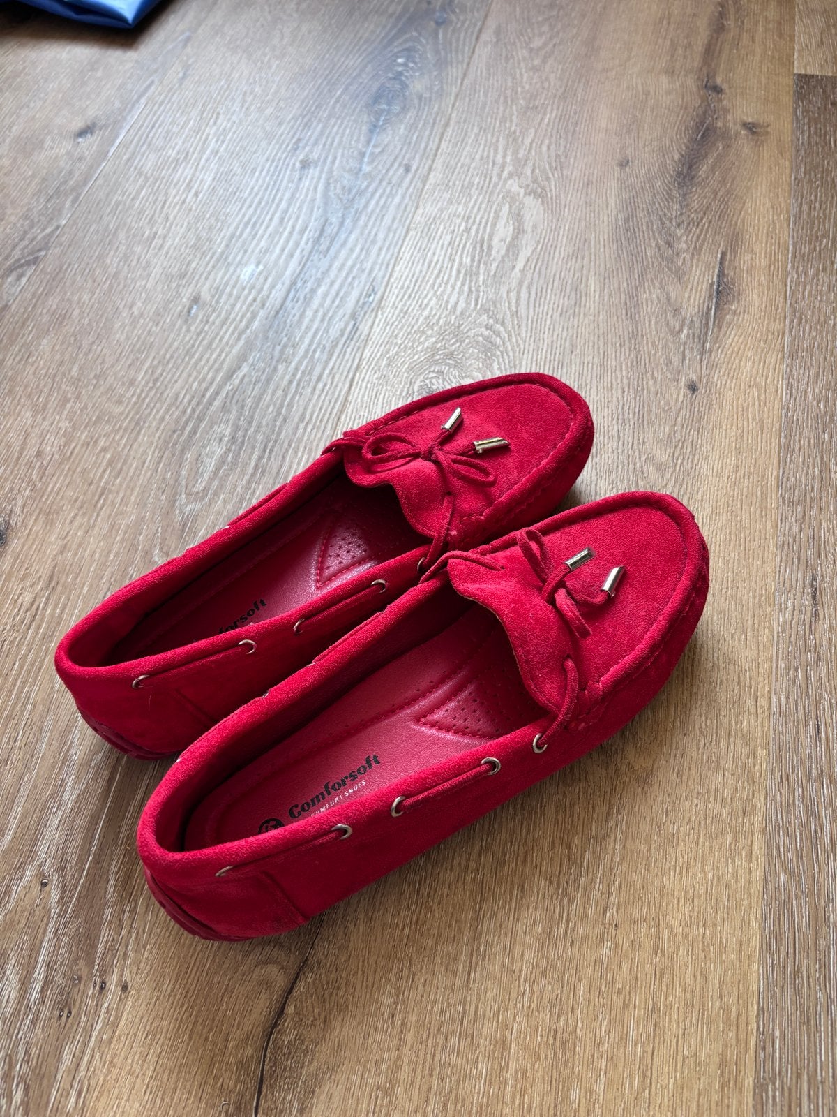 Comfortsoft, leren loafers, maat 39, Instappers, Ophalen of Verzenden, Zo goed als nieuw, Rood