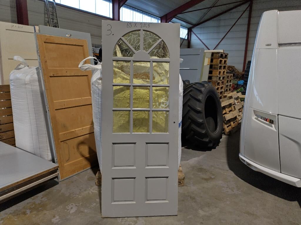 Paneeldeur/Binnendeur 83 x 211.5 met glas, Tuin en Terras, Ophalen, Gebruikt, Hout, Overige typen