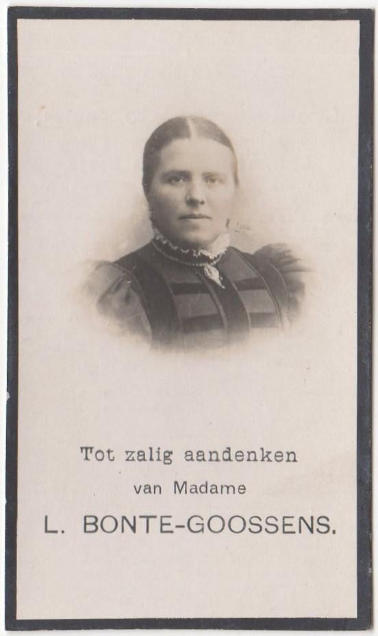Leonie M. Goossens 1866 Zuiddorpe + 1930 Breda, 64 jaar, Verzenden