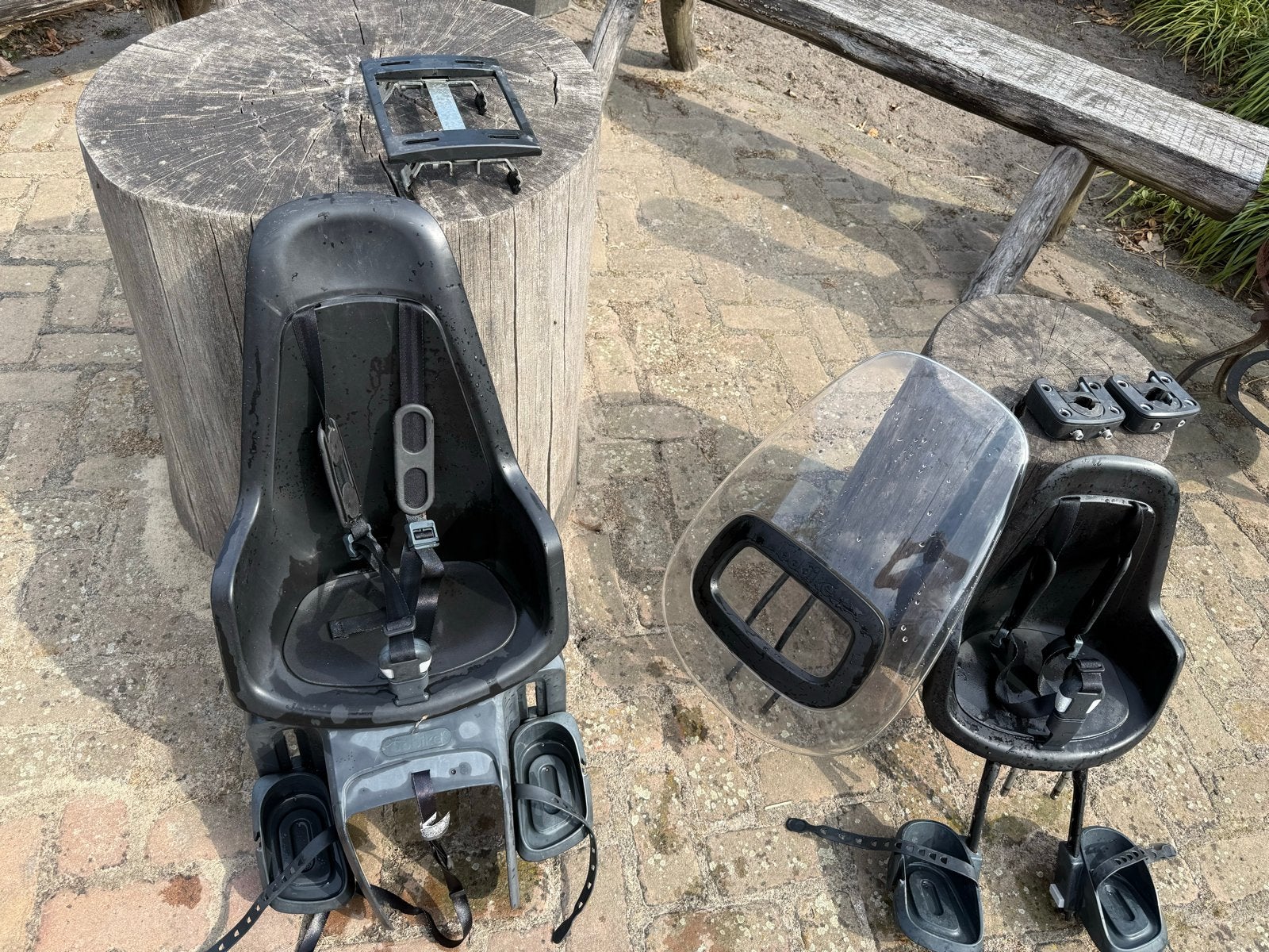 Bobike fietszitjes: voor en achter met windscherm, Fietsen en Brommers, Ophalen, Achterzitje, 9 t/m 18 kg, Gebruikt