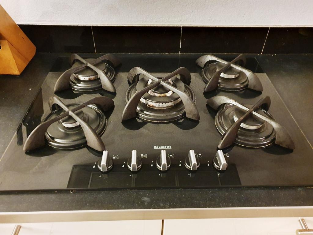 Inbouw design 5-pits gaskookplaat 70cm - gas op glas, Witgoed en Apparatuur, Kookplaten, Ophalen, Zo goed als nieuw, Inbouw, Gas