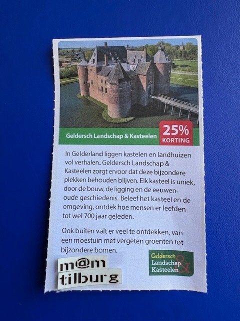 Geldersch Landschap & Kastelen 25% korting tot 1-7-2027, Tickets en Kaartjes, Drie personen of meer, Kortingsbon, Overige typen