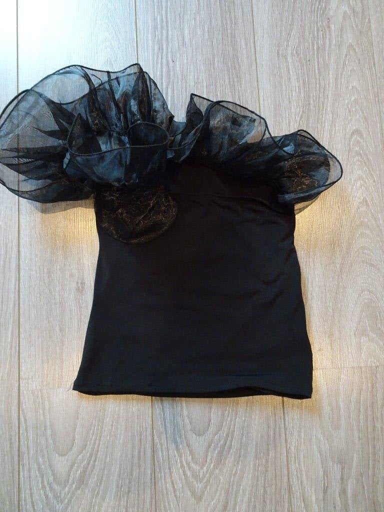Zwarte Off Shoulder Top Maat 38/40 | Feesttop met Kraag, Maat 38/40 (M), Zwart, Ophalen of Verzenden, Zonder mouw