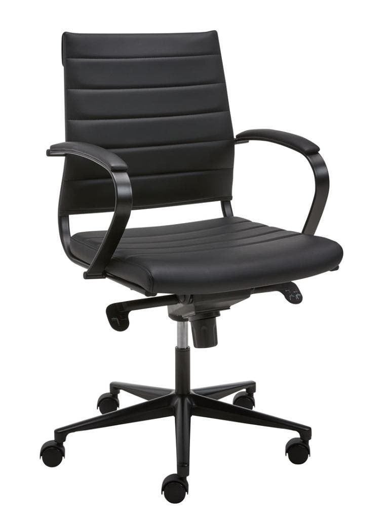 Designbureaustoel 600,Zwart kunstleder, Zwart frame,Lage rug, Zwart, Nieuw, Ophalen of Verzenden, Bureaustoel