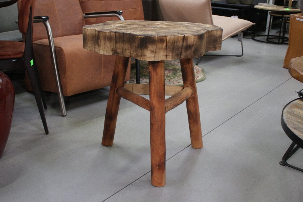 Robuuste houten bijzettafel wijntafel boomstam, Rond, Nieuw, 55 tot 75 cm, Hout