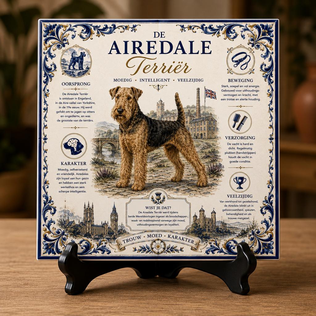 Airedale Terrier - Infographic Tegel, Verzenden, Nieuw