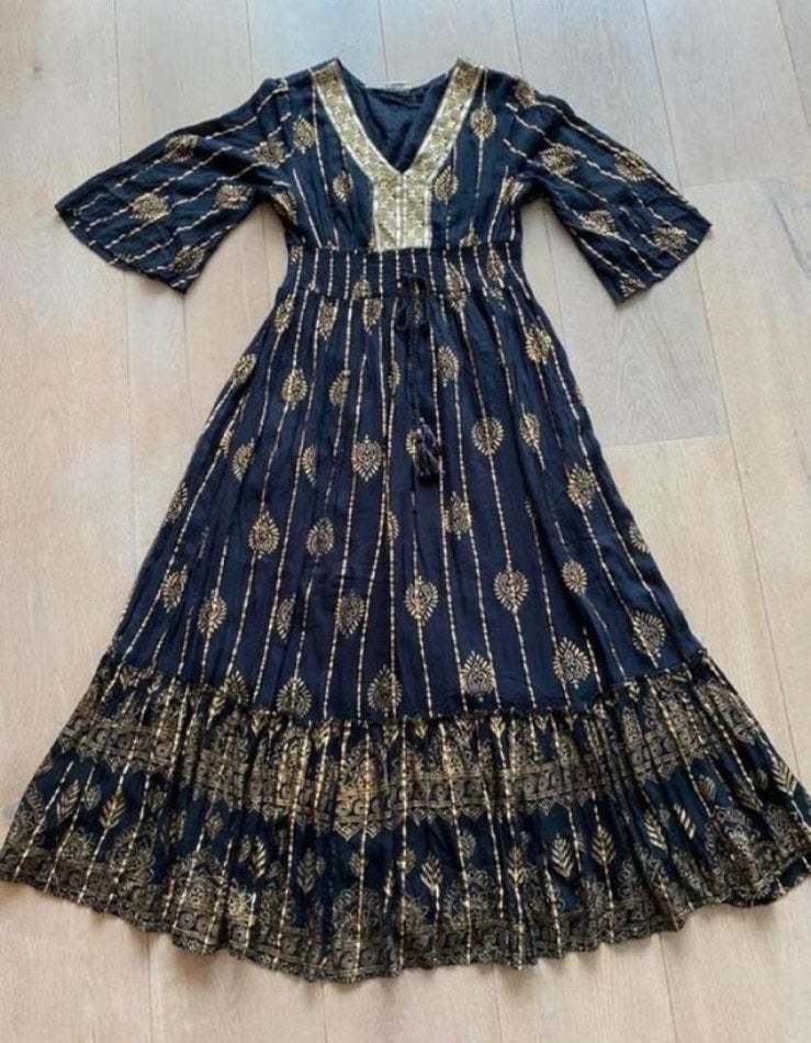 Jurk one size goud boho ibiza nieuw, Maat 38/40 (M), Zwart, Ophalen of Verzenden, Zo goed als nieuw