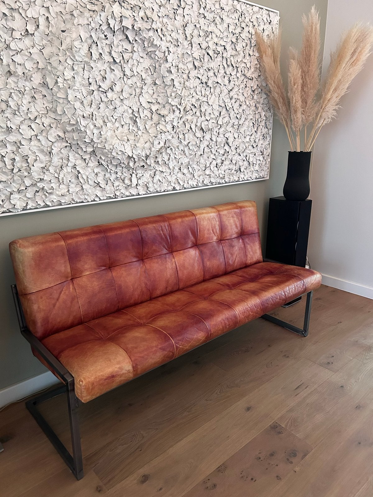 Leren Eetkamerbank - 165x83x65 cm, Ophalen, Gebruikt, Leer