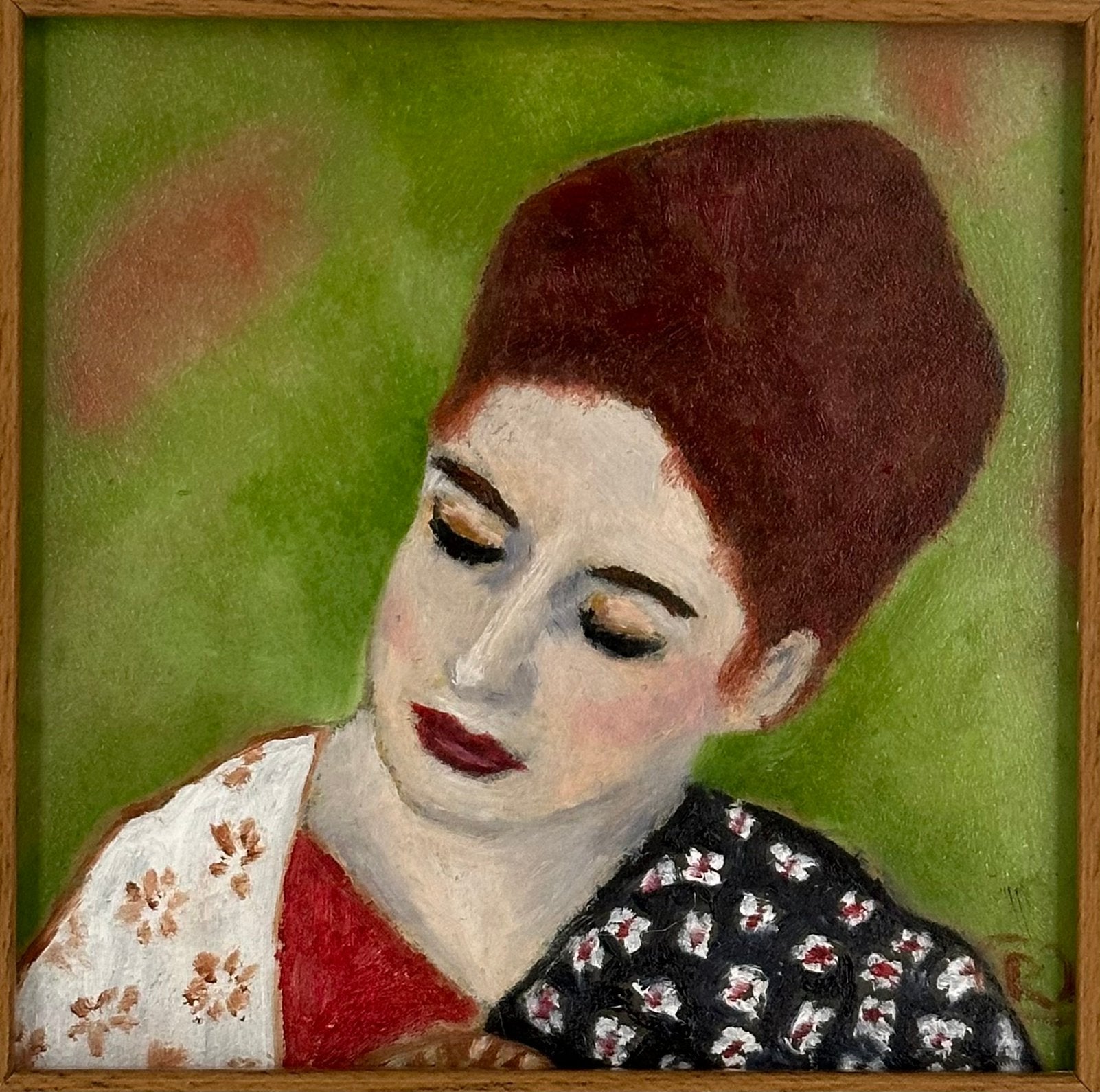 Portret vrouw Mira miniatuur, Antiek en Kunst, Ophalen of Verzenden, Olieverf, Overige materialen, Gesigneerd