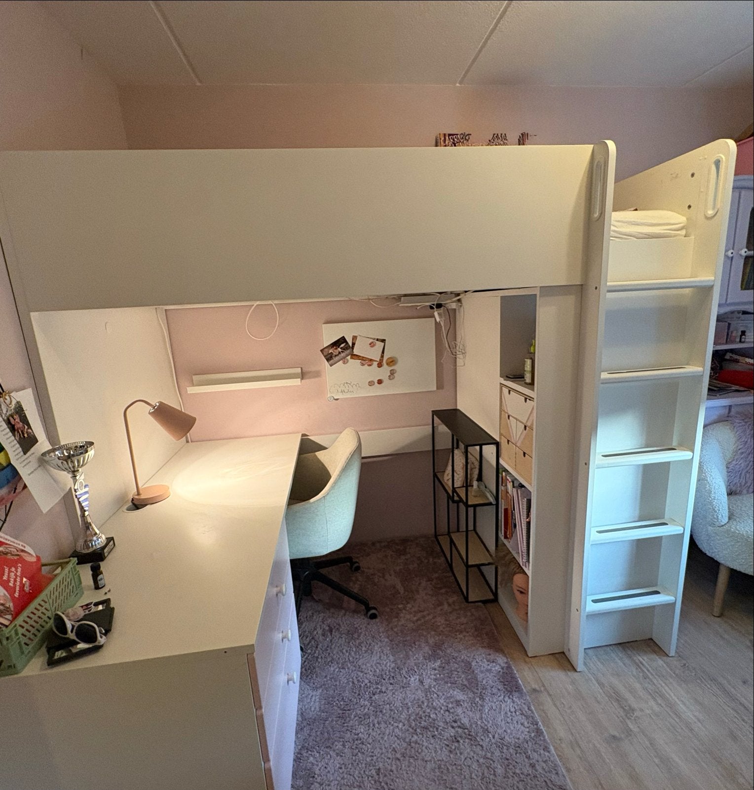 Hoogslaper Ikea met bureau en kasten, Ophalen, 85 tot 100 cm, Gebruikt, Hoogslaper of Stapelbed