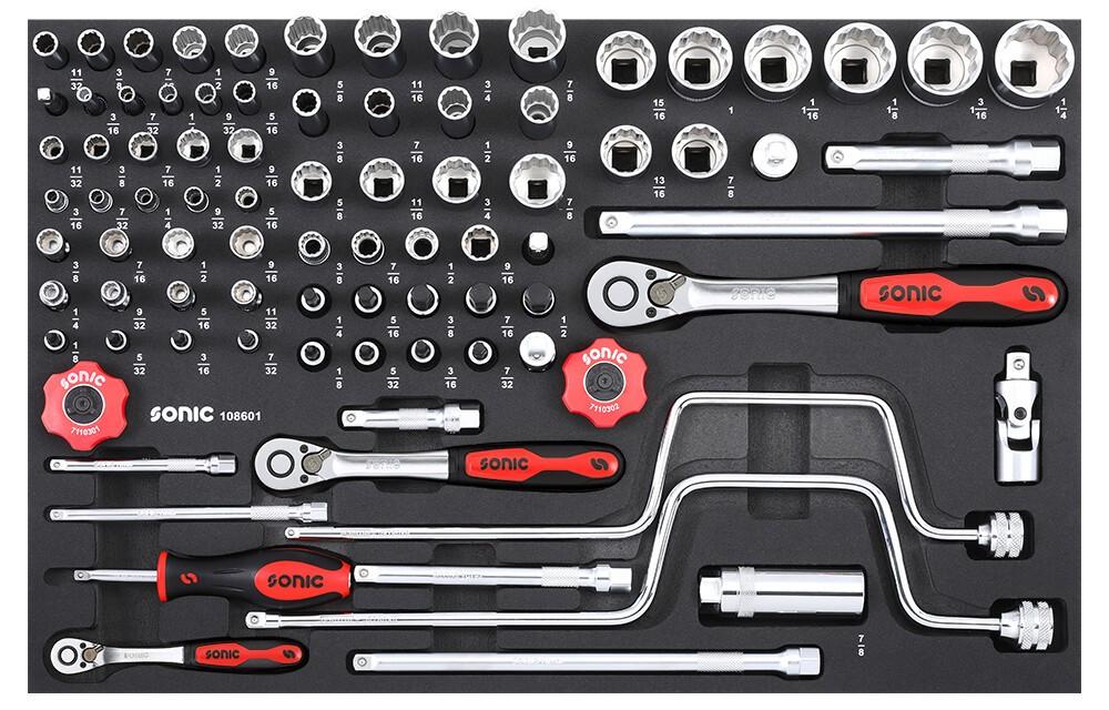 SONIC doppenset 1/4" + 3/8" + 1/2" SFS-M 86-delig GRATIS VER, ., Nieuw, Ophalen of Verzenden, .