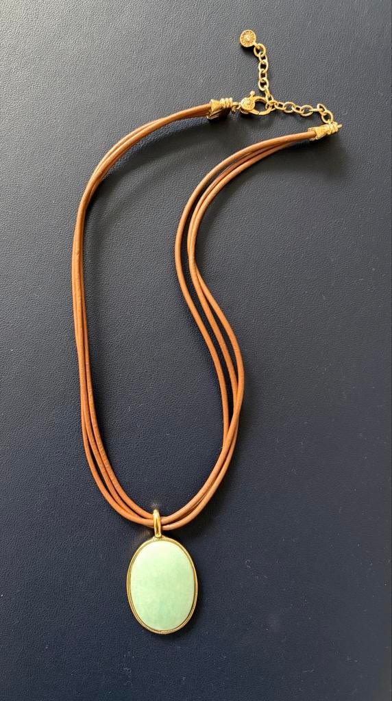 Monet Ketting met Lichtgroene/ Turquoise Hanger, Ophalen of Verzenden, Zo goed als nieuw, Groen, Overige materialen