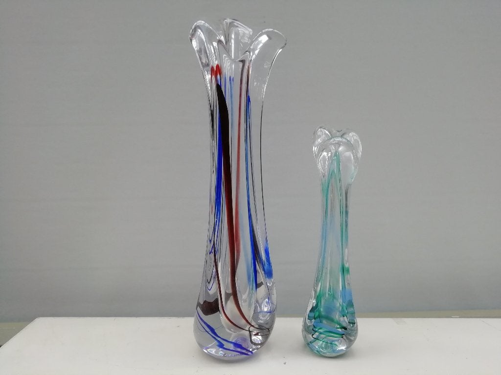 2 vazen van Max Verboeket - Kristal Unie Maastricht, Gebruikt, Overige kleuren, Ophalen of Verzenden, Glas