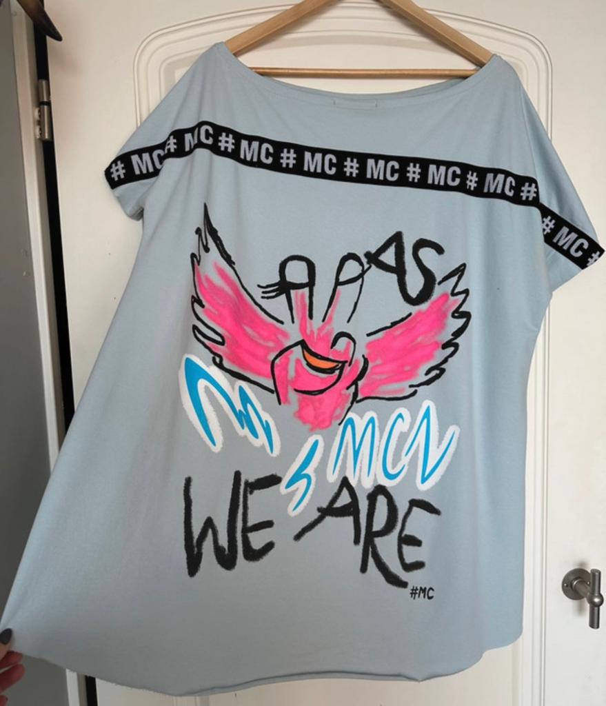 Miss City , off shoulder tuniek , one size , a lijn, Maat 38/40 (M), Blauw, Ophalen of Verzenden, Zo goed als nieuw