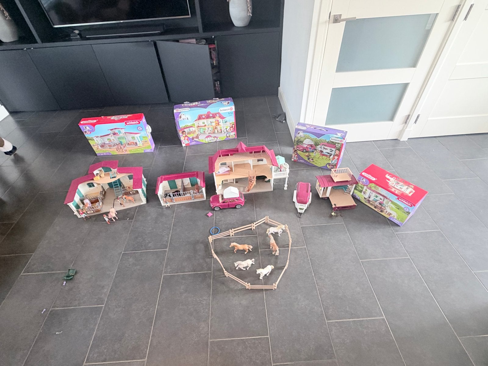 Grote Schleich Horse Club Collectie - Stal, Huis, Auto & Mee, Ophalen, Zo goed als nieuw, Jongen of Meisje