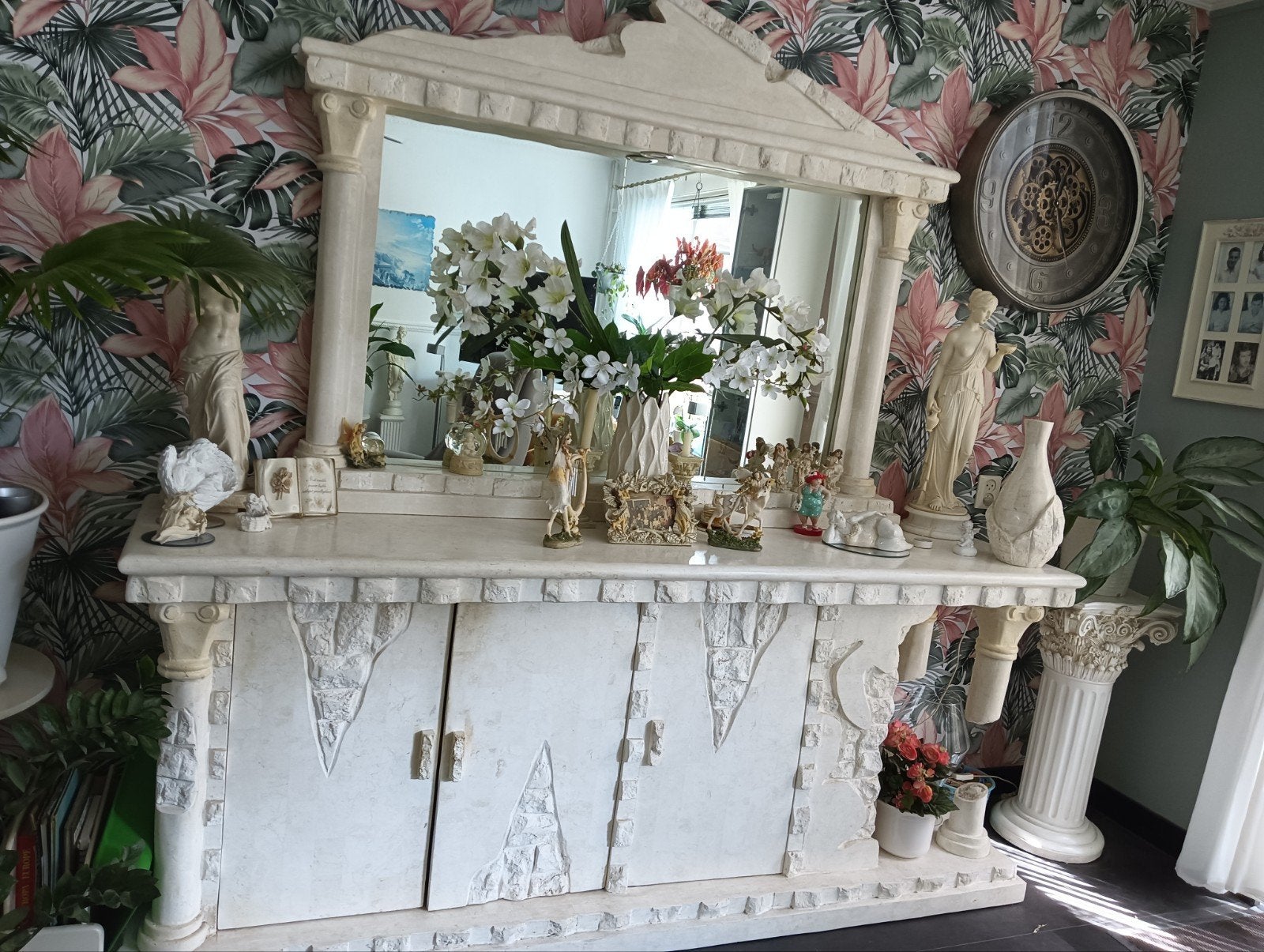 Fossielen dressoir met spiegel ,salontafel en tvkast, Ophalen, 25 tot 50 cm, 50 tot 100 cm