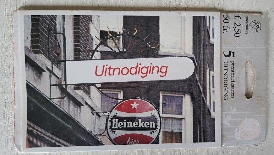 Heineken Prentbriefkaarten: Uitnodiging 5 st., Ophalen of Verzenden, Zo goed als nieuw, Reclamebord, Plaat of Schild, Heineken