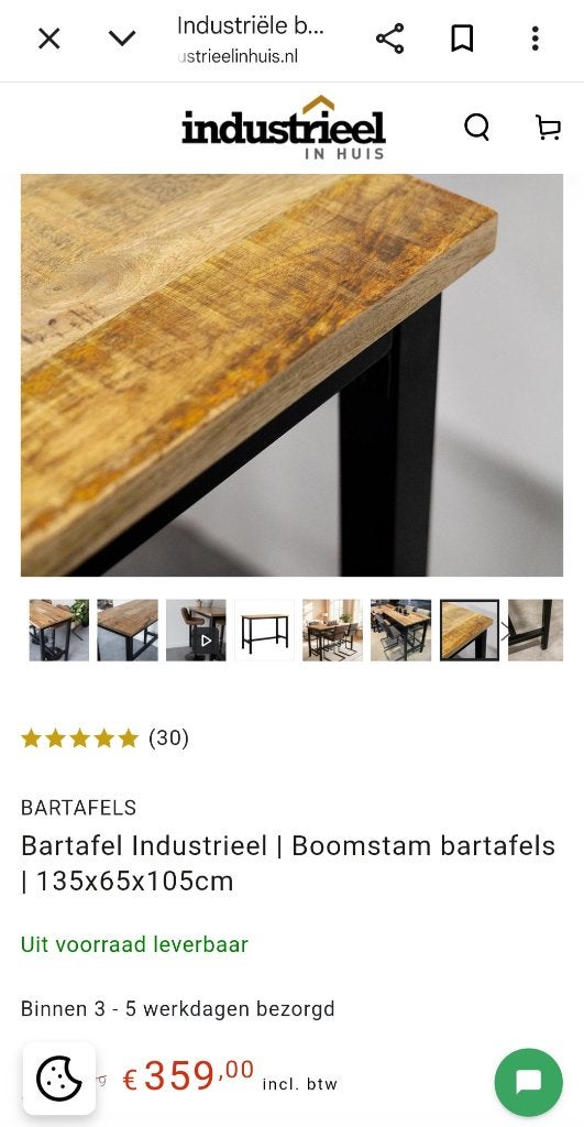 Foto 7 van Industriële bartafel Britt met 4 barkrukken Lizzy