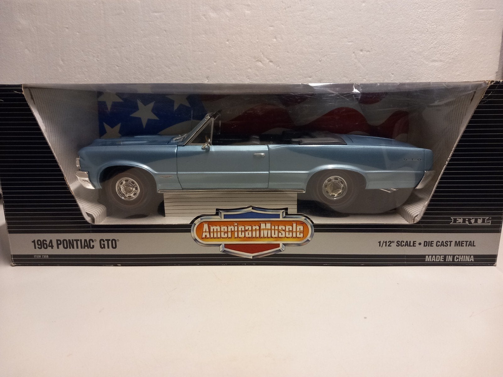 Grote Pontiac GTO blue 1964 ERTL metal 1:12 KRD, Ophalen of Verzenden, Zo goed als nieuw, 1:9 t/m 1:12, Auto