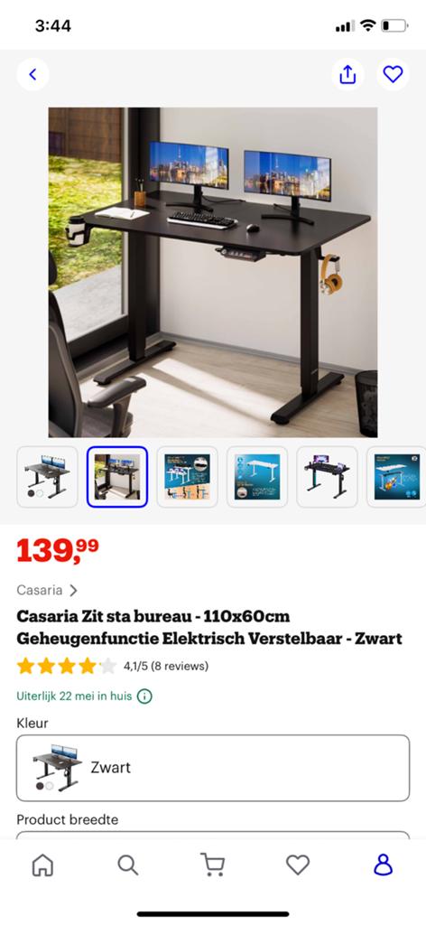 Standing desk electric black 60-110, Ophalen of Verzenden, Zo goed als nieuw
