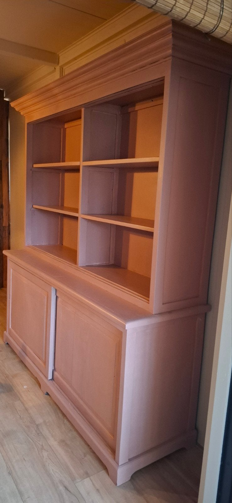 Stijlvolle Boekenkast/Dressoir met Schuifdeuren, Ophalen, 200 cm of meer, 150 tot 200 cm, Teakhout