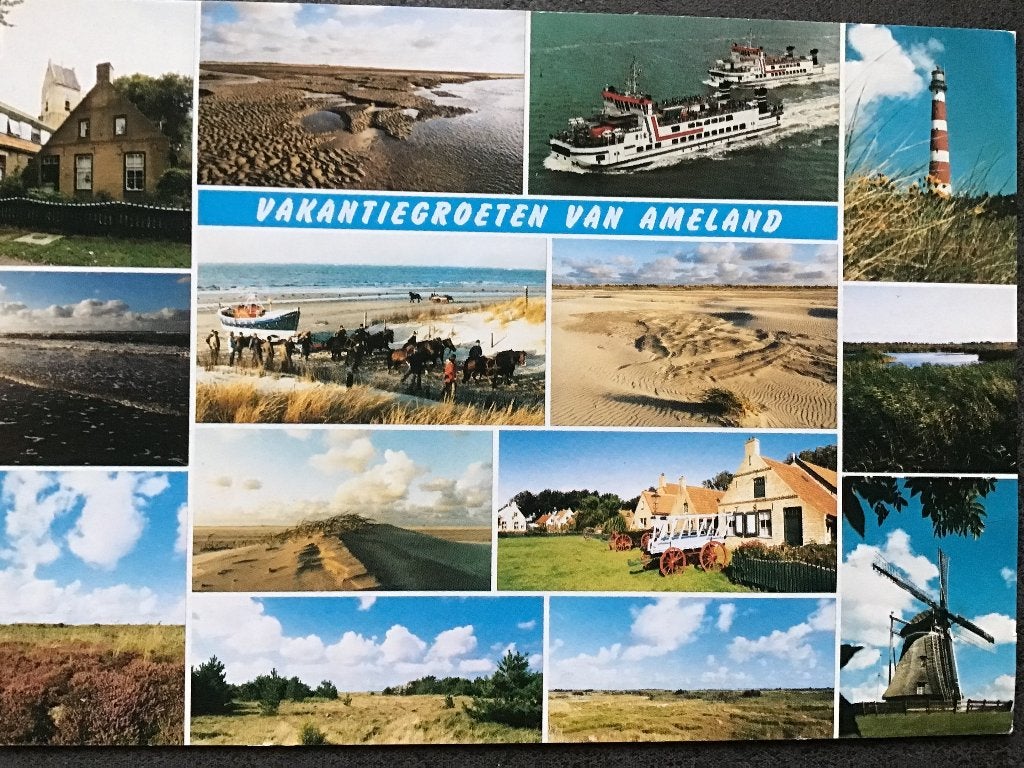 Vakantiegroeten van Ameland - Vintage Ansichtkaart 1992, Verzamelen, Ophalen of Verzenden, 1980 tot heden, Gelopen, Waddeneilanden