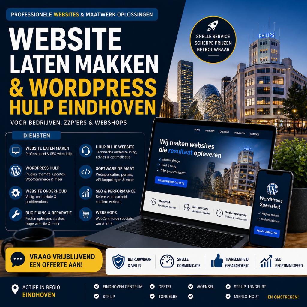 Website Laten Maken & WordPress Hulp Eindhoven, Vacatures, Vacatures | Overige Vacatures, MBO, Starter, Vast contract, Geschikt als bijbaan