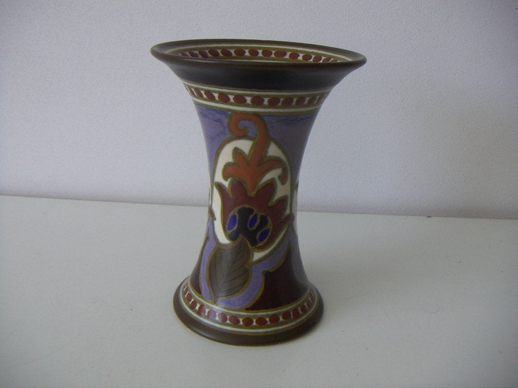 Zuid Holland Gouda plateel keramiek vaas jr.1927. Dec. Erato, Meerkleurig, Handgemaakt, Ophalen of Verzenden, Zo goed als nieuw
