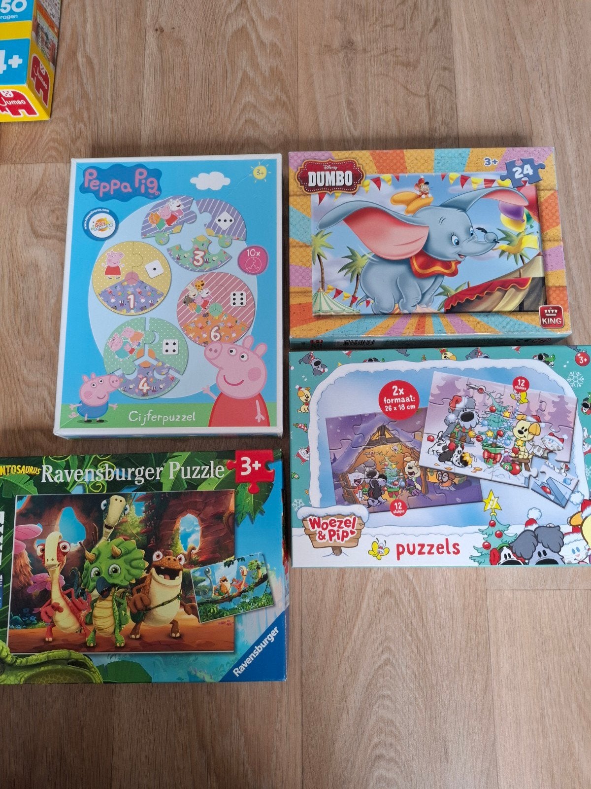 Diverse puzzels: Peppa Pig, Dombo,Woezel & Pip,Gigantosaurus, Ophalen of Verzenden, 10 tot 50 stukjes, Gebruikt, 2 tot 4 jaar