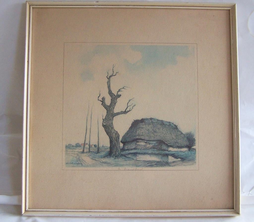 Dirk Baksteen - De Brandkuil. 33,5x33,5cm. Izgs., Ophalen of Verzenden