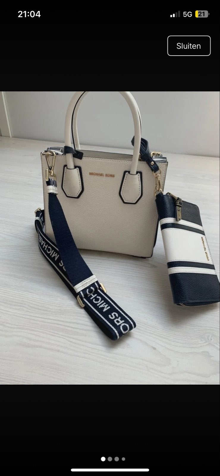 Michael Kors Handtas met Portemonnee - Wit/Zwart, Ophalen, Zo goed als nieuw, Wit, Handtas