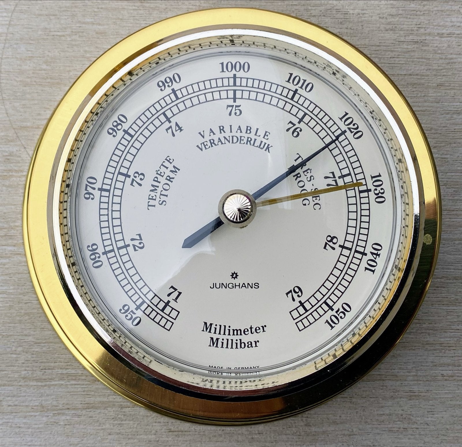 Junghans Barometer en Thermometer Set - Messing, Ophalen of Verzenden, Zo goed als nieuw, Weerstation